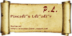 Pinczés Lázár névjegykártya